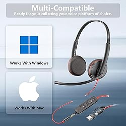HP Poly Blackwire C3225 Stereo Headset with USB-C