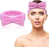 Aomig Spa Headbands for Women Pink Bowknot Microfiber Elastic Hair Band view 9
