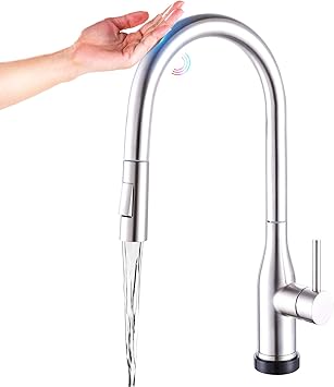 Brushed Nickel 1028sn Single Hole Single Handle 304 Stainless Steel Kitchen Faucet Kitchen Sink Faucet With Pull Out Sprayer Touch Kitchen Faucets With Pull Down Sprayer Kitchen Sink Faucets Tools Home