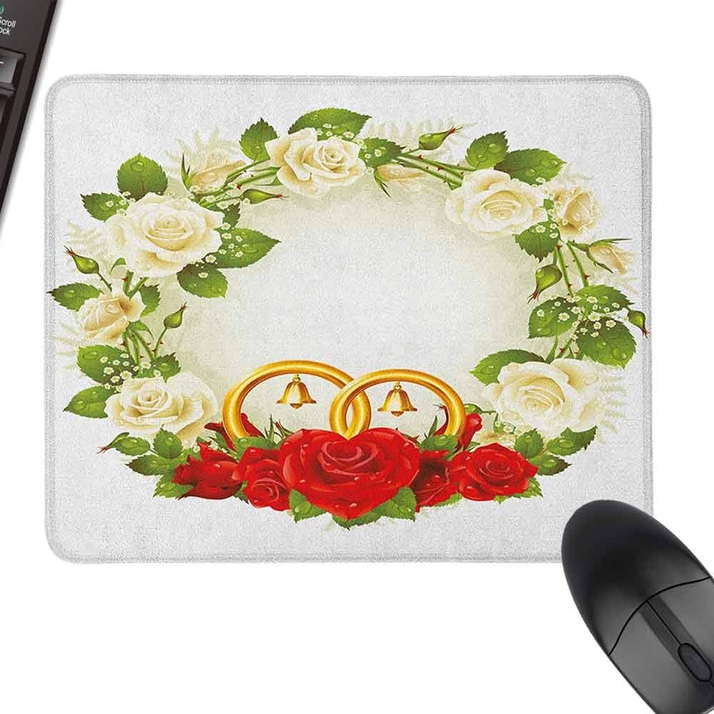 Anti-Slip Mouse Mat,Wedding,for Computers, Laptop, Office & Home,35.4"x15.7" White Green Red