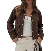 Beaully Womens Corduroy Cropped Shacket Jacket Short Button Down Long Sleeve 2026 Spring Outwear Tops