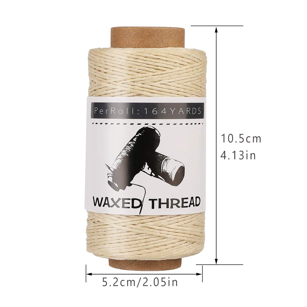 Jupean Waxed Thread, 150m /164 Yards Leather Sewing Thread, Hand Stitching Threads for Hand Sewing Leather, Bookbinding, and Beginners Craft DIY