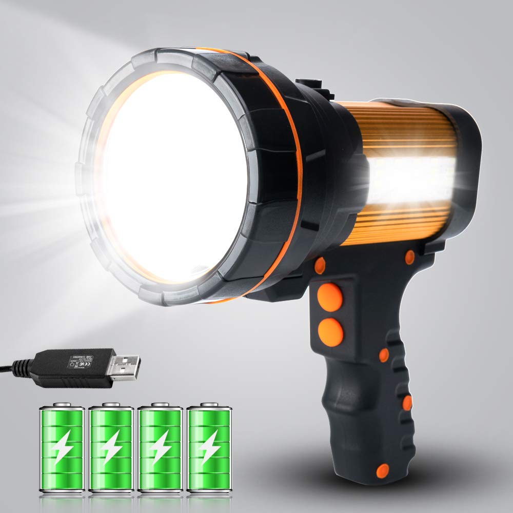 MAYTHANK High Powered LED Torch Super Bright USB C Rechargeable, Long Range 800YD,Big Battery 10000mh,Large Powerful Spotlight Flashlight Searchlight Handheld Heavy Duty Strong