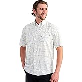 HUK - Men's Tide Point Pattern Short Sleeve Shirt, Fishing Button Down