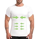 Lgtfy 4D Mens Compression Shirt Short Sleeve, Gynecomastia Tummy Control Back Support Undershirt, Slimming Vest