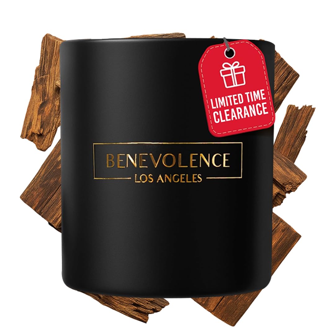 Photo 1 of Benevolence LA Oud Wood Scented Candle | Soy Candles, Black Candle for Home | Gifts for Women and Men | Home Fragrance | Aromatherapy | 8oz, 45 Hour Burn