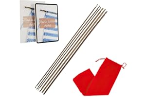 KnitPal 14-inch (35cm) Long Cro-Hook Double-Ended Afghan Crochenit Hooks Set, (3 Free Patterns), 5 Sizes: G/4mm, 7/4.5mm, H/5mm, I/5.5mm and J/6mm, for Tunisian Crocheting on The Double