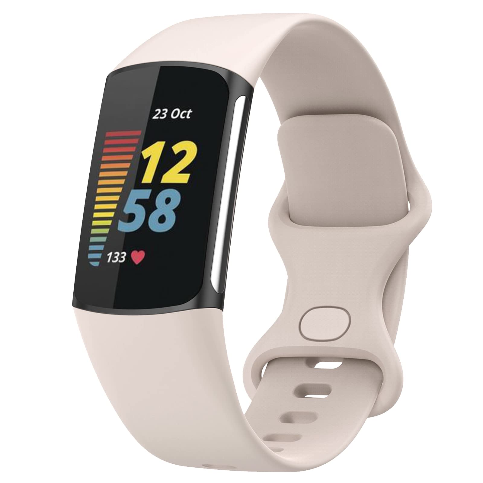 TopPerfekt Straps Compatible with Fitbit Charge 6 Strap, Adjustable Soft Silicone Sport Replacement Watch Band Wristbands Bracelet for Charge 5 Activity Tracker Women Men (Moon white, Large) โ image 1