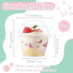 Panxxsen 100 Pcs 8oz Clear Plastic Cups with No