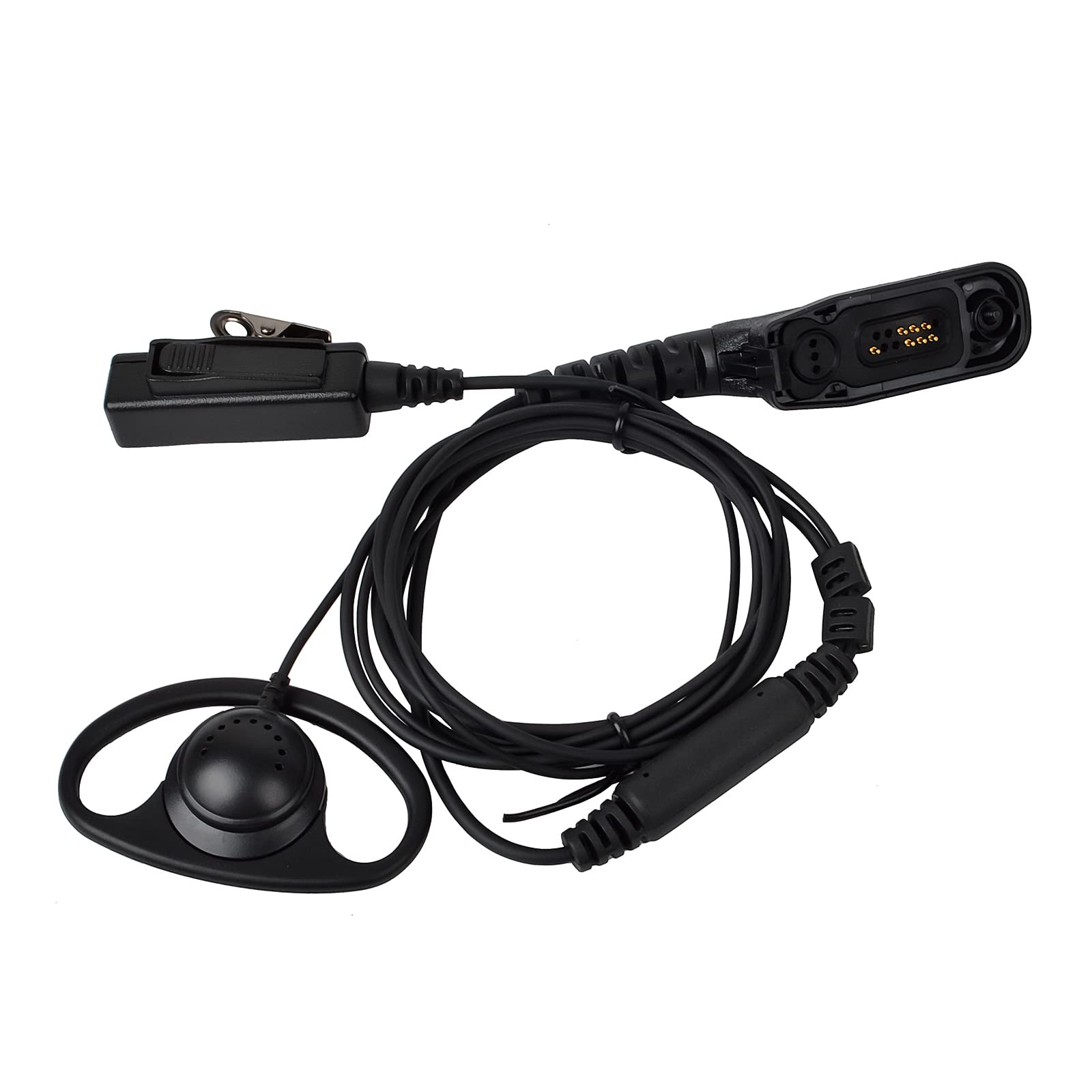HYSHIKRA Walkie Talkie Radio Earpiece, D-Shape, PTT with Microphone, Multi Pin Headset Compatible for Motorola DP3400, DP3600, DP3401, DP3601, DP4400, DP4600, DP4601, DP4800, DP4801 2 Way Radio