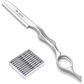 M.steve Hair Cutting Razor 6.89" with 10 Replacement Blades - Silver | Professional Styling Razor kit,Razor-sharp Stainless Steel Blades, Hair Razors for Salon/Home