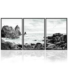signwin 3 Piece Framed Canvas Wall Art Seascape...