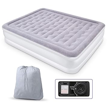 Luftbett Doppel Queen Size Aufblasbare Luftmatratze Airbed Gästebett mit eingebauter elektrischer Pumpe - 203 x 153 x 45cm