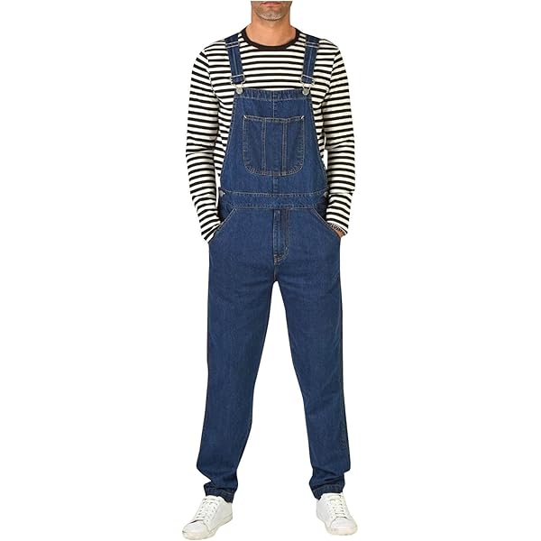 【BAON】Dunk suspenders denim pants Mens Simple Denim Suspenders Mens Jeans Pants Mens Flannel