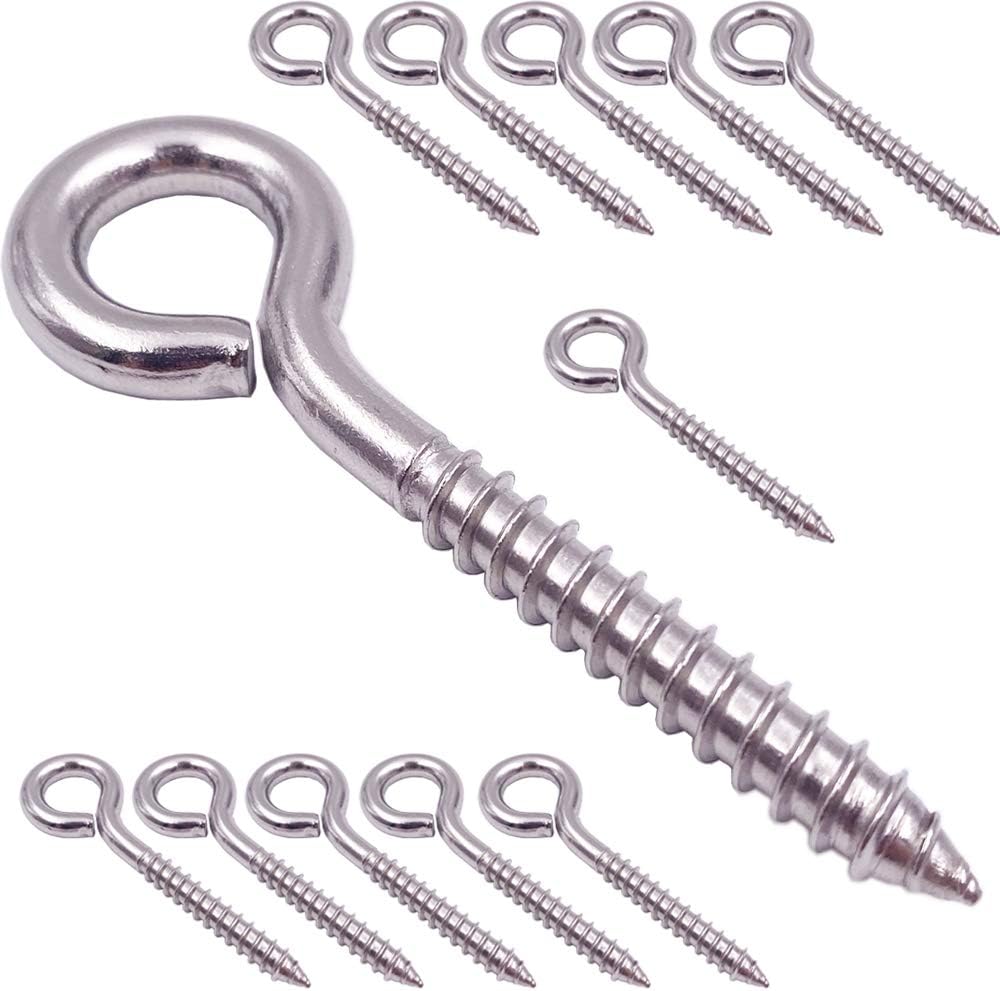 VANFLY 304 Stainless Steel Eye Shape Screws Metal Hook, Heavy Duty
