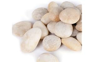 Ausluru 20LB Smooth Pebbles River Rocks, 100% Natural Hand-Picked Premium Decorative Pebbles, Ideal for Garden Landscaping, Home Decor, Aquariums, Painting, Crafting and Gifts, Cream White
