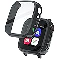SimpleThings 2Pack Screen Protector Compatible with Cosmo JrTrack 3 and 4 Kids Smart Watch, Hard PC Case with HD Clear Tempered Glass Screen Protector for Kids Boys Girls (Black+Black)
