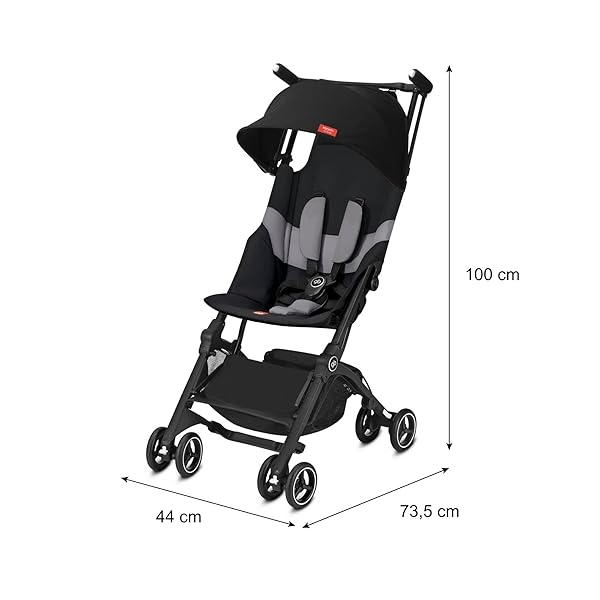 GB POCKIT+ ALL-TERRAIN, ULTRA COMPACT LIGHTWEIGHT TRAVEL STROLLER WITH CANOPY AND RECLINING SEAT IN VELVET BLACK