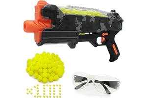 YTSWELE Blaster Gun with Protective Goggles with Spring-Piston and 100 Rounds for Up to 110 FPS Compatible with Nerf Hyper Rounds Darts, Easy Reload, Holds Up to 50 Rounds (Camo)