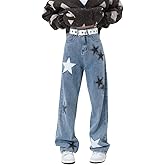 OTEEGX Cute Jeans for Women Teen Girls Star Y2k Pants Low Rise Loose Jeans Y2k Aesthetic Summer Clothing Grunge