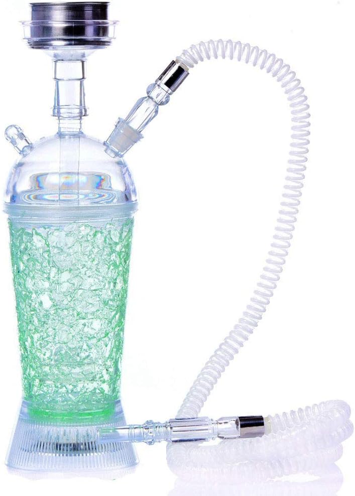 QWERDF Modern Hookah Set with Acrylic Cup LED Light Shisha Big Hose, Glass Hookah Bowl Heat Management System for Smoking Enjoyment Away From Nicotine Poisoning,A
