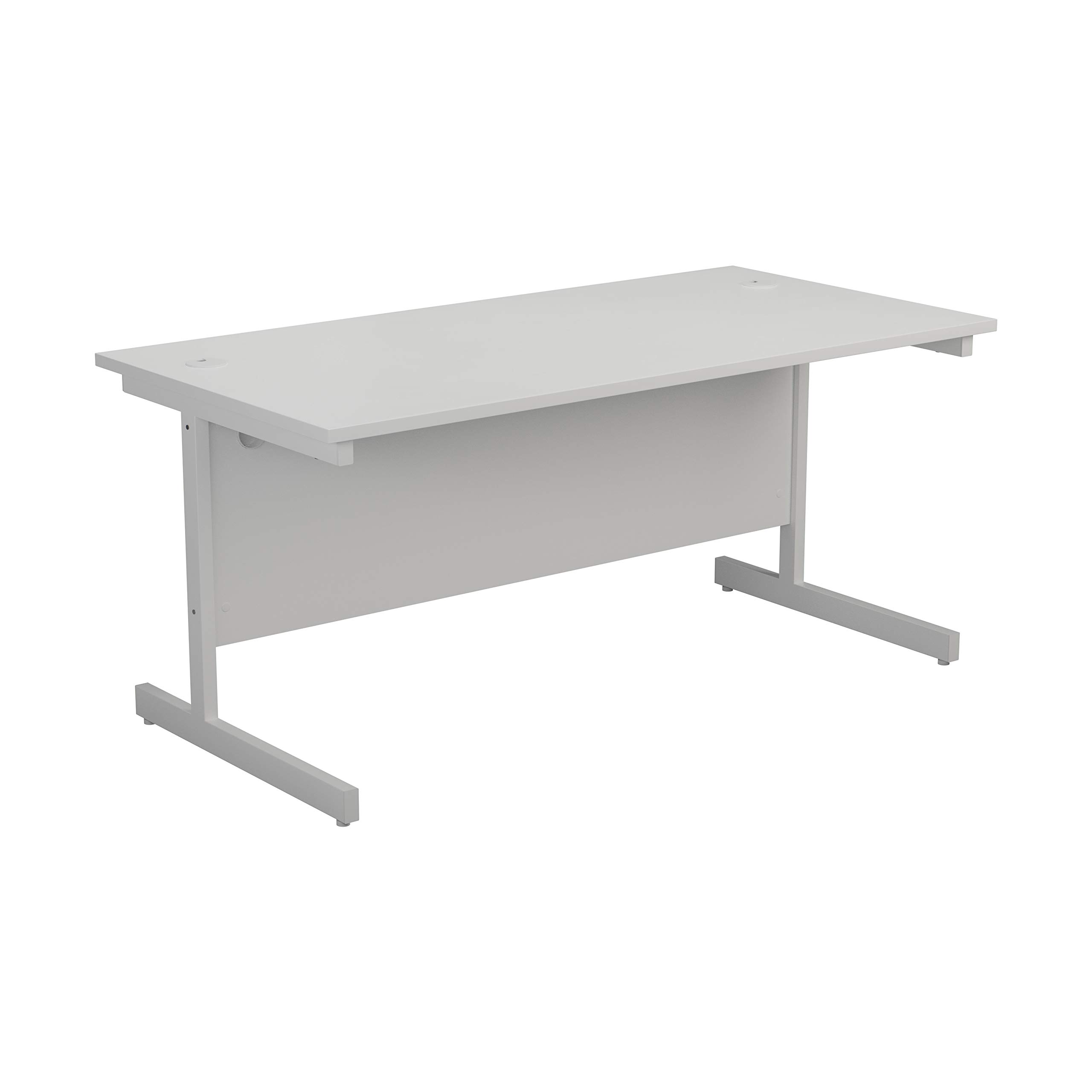 Office Hippo Rectangular Cantilever Desk, White Top/ White Frame, 120x60 cm