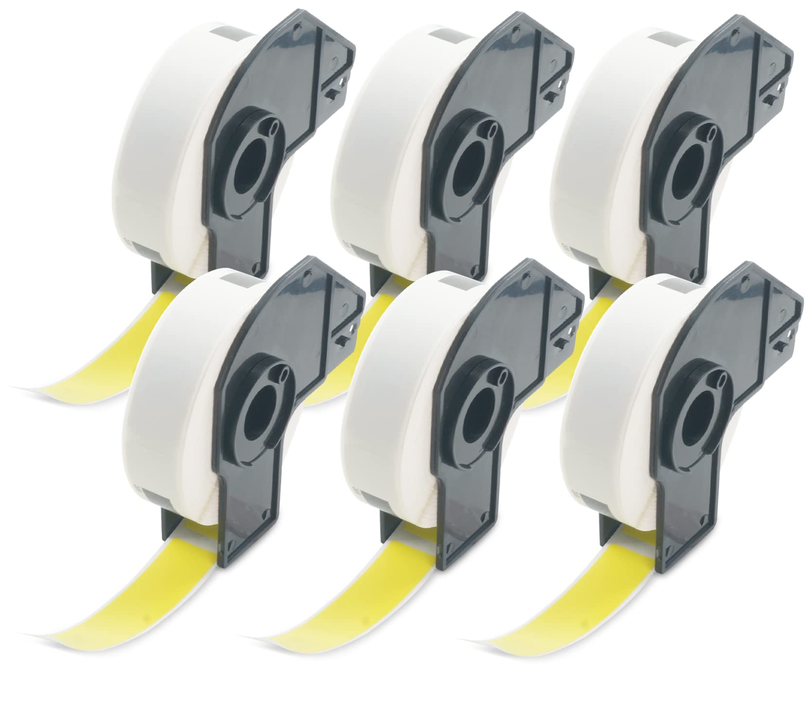 BETCKEY - 6 Rolls DK-11203 Colored Labels, 17mm x 87mm, Black on Yellow, 1800 File Folder Labels Using for QL Label Printers