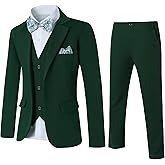 DISAUR Boy Suit 6 Pcs Boy Formal Wear Including Vest,Pants, Dress Shirt,Kerchief and Bow Tie for Formal Occasions 6-14 Years