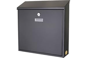 MY CHARITY BOXES MCB Wall Mounted Lockable Metal Mailbox (Black)