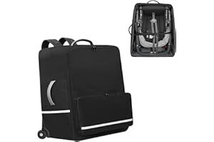 ORKELS Padded Stroller Travel Bag with Wheels - Compatible with UPPAbaby VISTA, VISTA V2, CRUZ, CRUZ V2 - Foldable Gate Check Stroller Backpack for Airplane Travel, Black