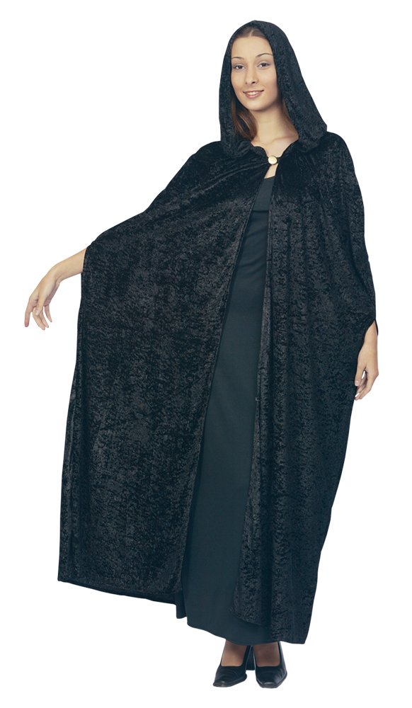 Bristol Novelty AC313 Gothic Hooded Velvet Cloak, Black, 44-Inch Chest Size