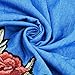 Womens Blue Jean Off Shoulder Floral Embroidery Loose Denim Top Shirt Blouse, Denim Blue, X - Large