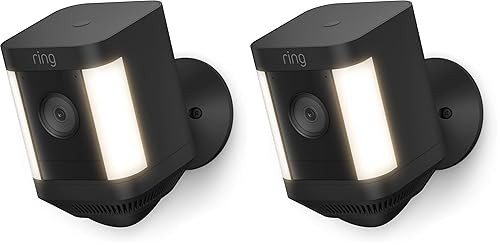 Ring Spotlight Cam Plus, Battery | Home or business security with HD video, Two-Way Talk, Color Night Vision, and Security Siren (2022 release) | 2-pack | Black