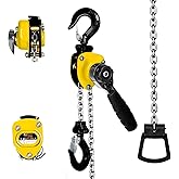 FITHOIST 1/4Ton Chain Hoist 550Lbs Capacity 10ft Lift Small Come Along Alloy Steel G80 Chain, Manual Lever Chain Hoist w/ 2 Heavy Duty Hooks, for Garages Warehouse Automotive Machinery