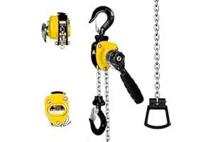 FITHOIST 1/4Ton Chain Hoist 550Lbs Capacity 10ft Lift Small Come Along Alloy Steel G80 Chain, Manual Lever Chain Hoist w/ 2 Heavy Duty Hooks, for Garages Warehouse Automotive Machinery