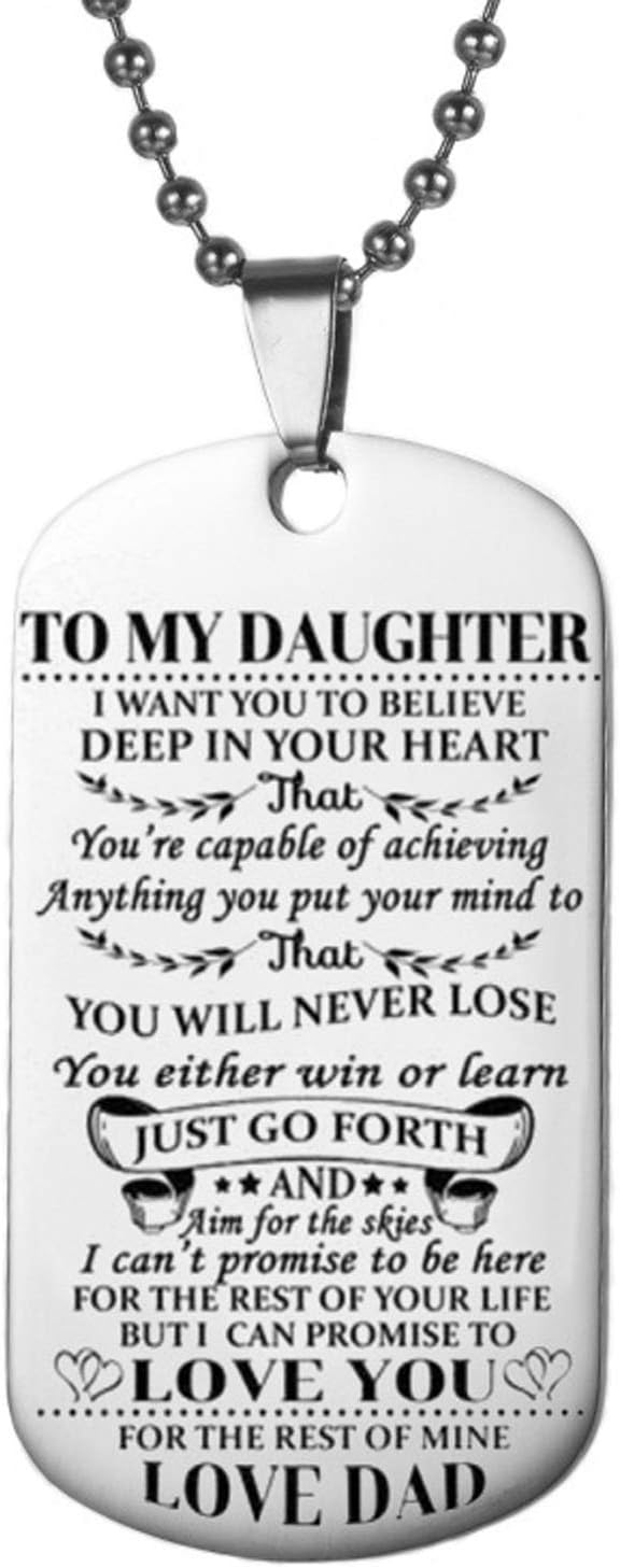 to My Son or Daughter I Want You to Believe Love Mom or Love Dad Dog Tag Military Air Force Navy Stainless Steel Pendant Necklace Best Gift for Your Children
