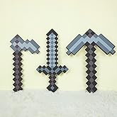 3 Pack Sword Pickaxe and Hoe Toys Weapon Set,Foam Weapons Accessory for Game Fans,Halloween,Christmas,Party Gift