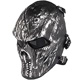 Anyoupin Paintball Mask, Skull Skeleton Full Face Airsoft Mask with PC Gray Lenses Army Fans Supplies M06 Tactical Mask for H