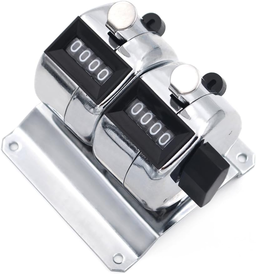 GOGO 2-Unit Desktop Mechanical Tally Counter Clicker with Base Mount, Resettable Manual 4 Digit Counter Mount Stand
