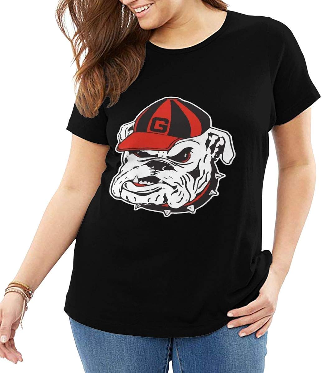 Georgia Bulldog Black Casual Plus Size Women Original Loose T Shirt at Amazon Womenâs Clothing store