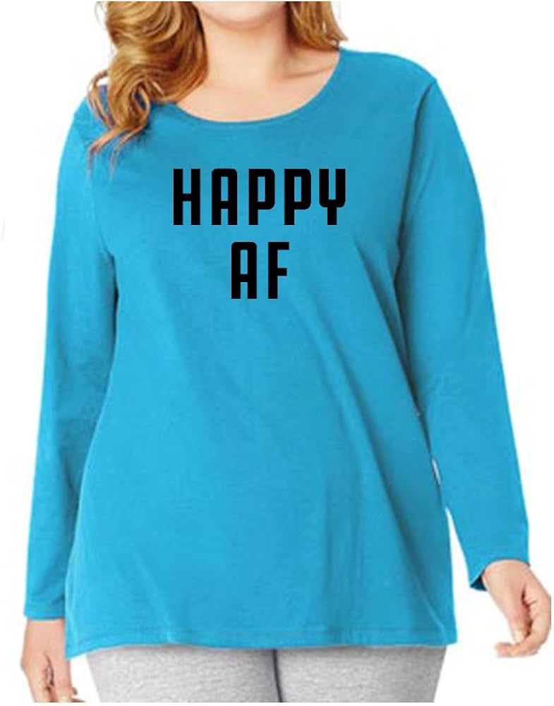 Mashed Clothing Women S Plus Size Inspirational Motivational Happy Af Long Sleeve T Shirt At Amazon Women S Clothing Store