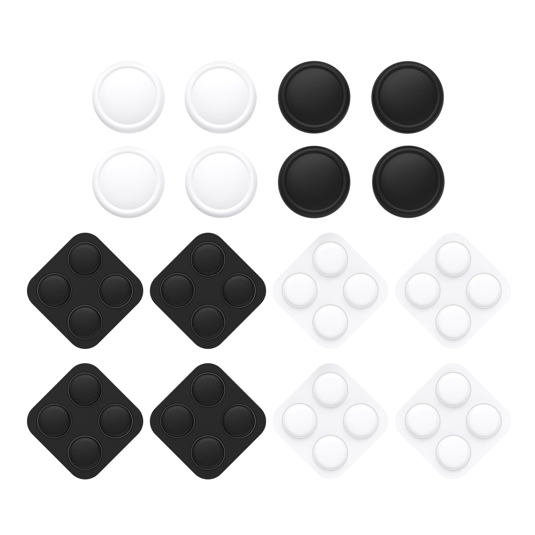 PlayVital Button Caps + Thumb Grip Set for Nintendo Switch 2, 8 Silicone Colorful ABXY Directional Button Covers & 4 Joystick Caps for Joycon - Black & White
