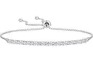 Tirafina Gemstone and Lab-Created White Sapphire Adjustable Bolo Bracelet, Sterling Silver, Easy-On Easy-Off (6, 7 and 8 inch Wrist Size)