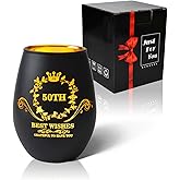 MHLEGO 50TH Birthday Gifts for Her and His, Vintage Engraved Stemless Wine Glass, 50 Year Old Birthday Decorations for Women, Man, Lover, Friends, Party, Funny Bday Gifts Idea, Turning 50 Present