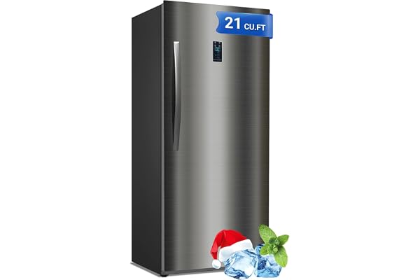 21 cu.ft Upright Freezer, Freezer Upright Frost Free Upright Freezers with LED Display,Stainless Steel Convertible Refrigerator Freezer for Garage,Kitchen Use