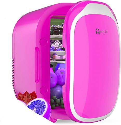 nacot mini nevera para el cuidado de la piel mini maquillaje nevera portatil refrigerador 12 voltios para rv coche 6 litro 8 latas refrigerador
