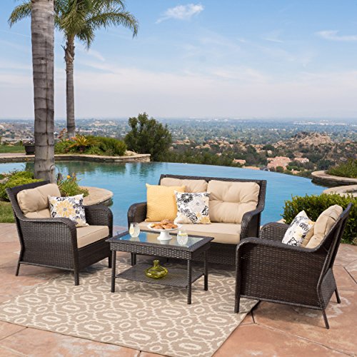 Haiden Patio Furniture 4 Piece Outdoor Wicker Conversation (Chat) Set
