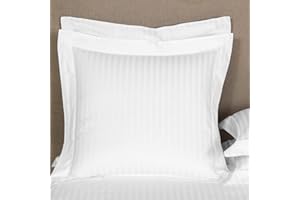 saferay Green European Square Pillow Shams Set of 2 Pillowcase Euro Shams 26x26 Pillow Covers 2 Pack, European Pillow Shams Solid 600 Thread Count 100% Cotton(Euro, White Stripe)