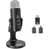 ZealSound Wireless Microphone,USB Mic for iPhone PC iPad Android Phone-Cordless Condenser Desktop Microphones with Mute Echo Monitor Volume Gain 2.4GHz for Podcast,ASMR,Gaming,YouTube Video/K66 Black