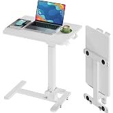 JYLH JOYSEEKER 27" Foldable Mobile Standing Desk, No-Assembly Needed, White | Portable Computer Workstation for Small Space, Collapsible Standing Desk with 90&deg; Tiltable Desktop for Storage